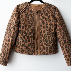 BLANKNYC Leopard Print Quilted Jacket Women Size XS Full Zip Pockets Animal NWOT